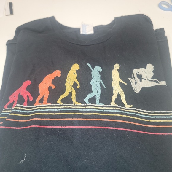 Mens 3XL Black T Shirt Colorful Rock Climbing Climber Graphic Tee - Picture 1 of 2